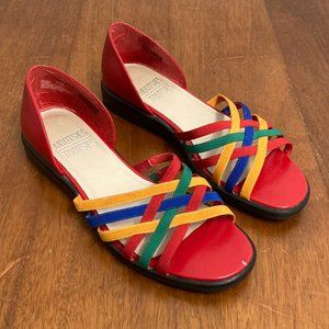 Vintage 90s Multicolor Slides Size 7 MOOTSIES TOOTSIES Slip on Shoes Retro